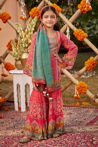 Kalista Sahiba Printed Embroidered Kurta & Sharara Set