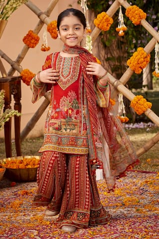 Kalista Siah Floral Pattern Kurta Gharara Set 