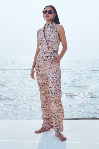 Nirmooha Dot Mosaic Print Straight Pant 