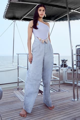 Nirmooha Cut Out Solid Bodysuit Top 