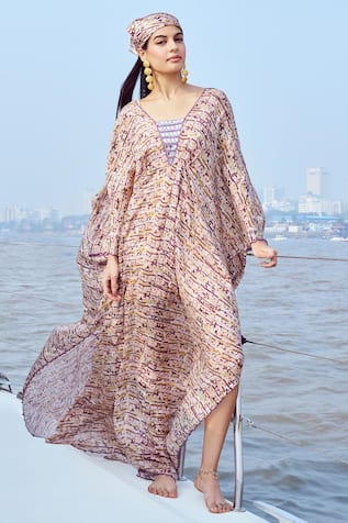 Nirmooha Geometric Print Kaftan With Inner 