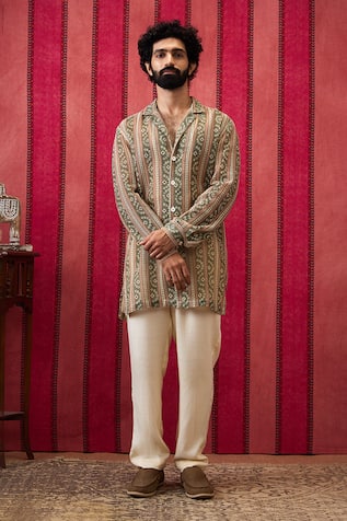 Soup by Sougat Paul Bandhej Print Long Shirt With Pant 