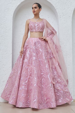 Mahima Mahajan Zaina Floral Swirl Embellished Bridal Lehenga Set 