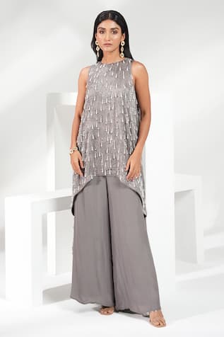 Nayantara Couture Evelyn Embellished Asymmetric Tunic & Palazzo Set 