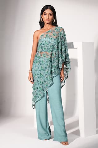 Nayantara Couture Zhuri Cut Work Cape Pant Set 