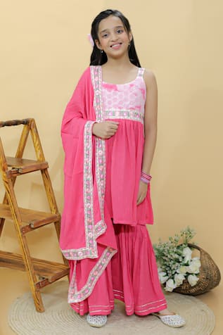 Kalp Starlight Symphony Embroidered Kurta Sharara Set 