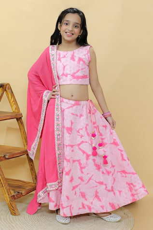 Kalp Ruby Ruffles Cotton Hakoba Lehenga Set 