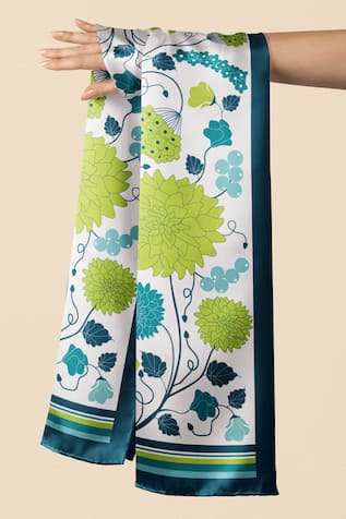 Thee Modern Roots Emerald Ivy Silk Printed Stole 