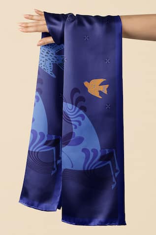 Thee Modern Roots Stolen Moonlight Sonata Silk Printed Stole 