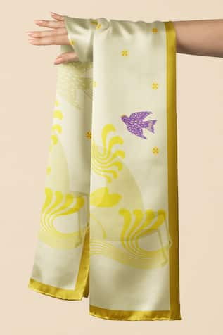 Thee Modern Roots Unicorns Whispering Mane Silk Printed Stole 