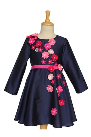3D Pansy Bloom Applique Dress 