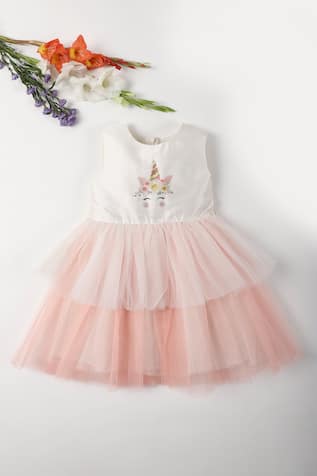 A Little Fable Unicorn Print Bodice Dress 