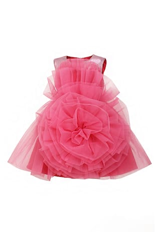 A Little Fable Rose Mellow Flower Ruffle Dress 