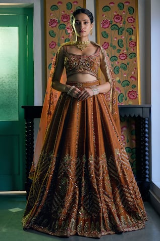 Irrau by Samir Mantri Floral Embroidered Lehenga Set 