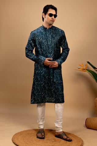 Agape Floral Vine Print Kurta With Churidar 