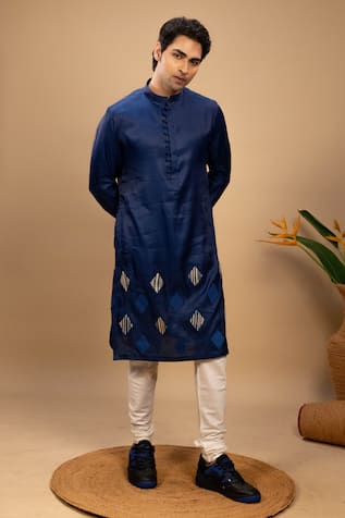 Agape Placement Diamond Applique Kurta With Churidar 