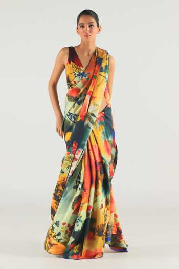 Til Fresco Floral Print Saree With Blouse 