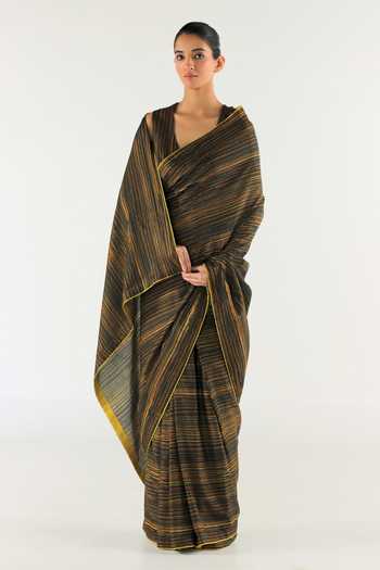 Til Multi Amber Stripe Print Saree With Blouse 