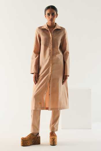 Til Solid Shirt Tunic & Straight Trouser Set 