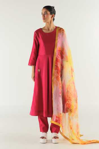 Til Silk Chanderi Solid Anarkali With Pant 