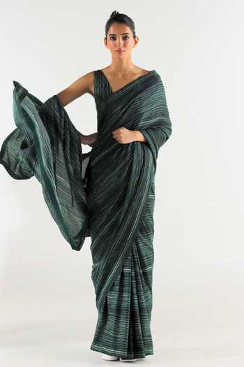 Til Stripe Print Saree With Blouse 