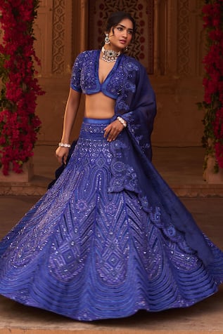 Reeti Arneja Swarovski Embroidered Bridal Lehenga Set 