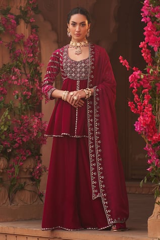 Reeti Arneja Mukaish Embroidered Kurta Sharara Set 