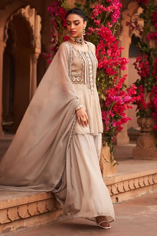 Reeti Arneja Chandni Embroidered Short Anarkali Sharara Set 