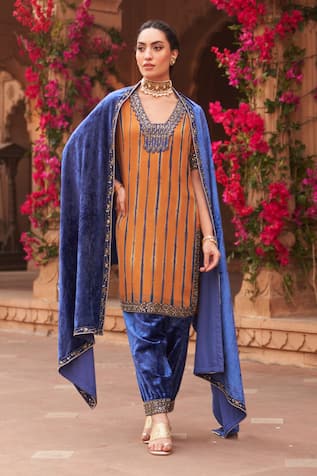 Reeti Arneja Tie Dye Kurta Velvet Salwar Set 