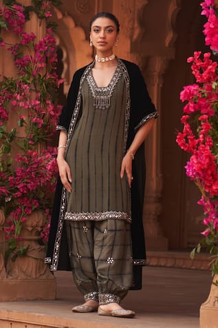 Reeti Arneja Beaded Yoke Kurta Salwar Set 