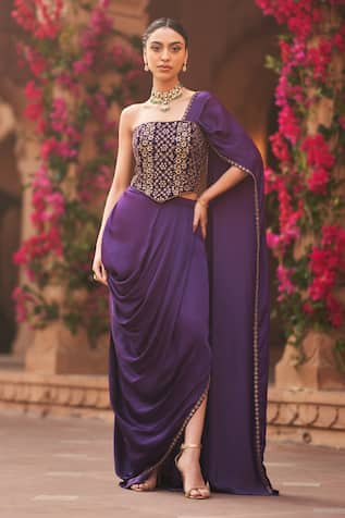 Reeti Arneja Pre-Cowl Draped Saree With Embroidered Blouse 