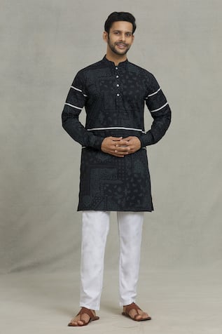 Cotton Paisley Print Kurta Set For Kids