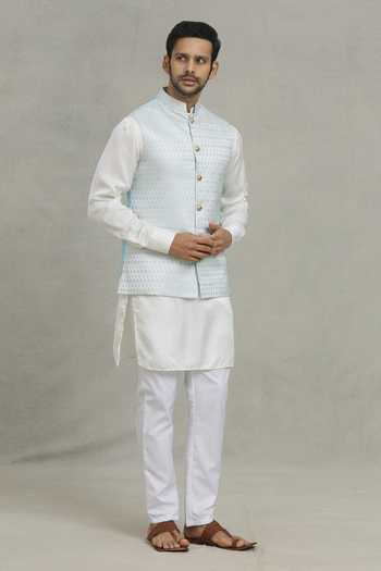 Spring Break Diamond Woven Bundi & Kurta Set 