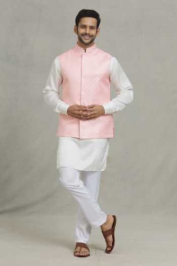 Spring Break Leaf Woven Bundi & Kurta Set 
