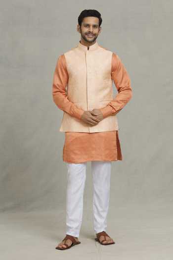 Spring Break Floral Woven Bundi & Kurta Set 