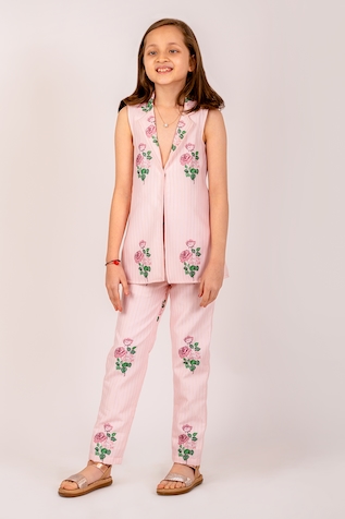 Pink Striped Floral Palazzo Jumpsuit – Pasha India