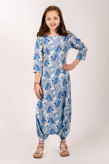 Pasha India Bluebell Bloom Print Dhoti Jumpsuit 