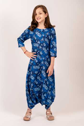 Pasha India Midnight Blue Iris Bloom Dhoti Jumpsuit 