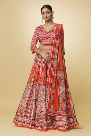 Samyukta Singhania Madhubani Bird Print Lehenga Set 