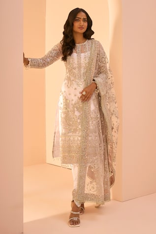 LASHKARAA Zari Work Kurta Pant Set 