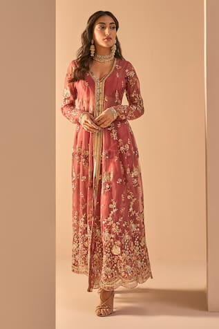 LASHKARAA Zari Embroidered Anarkali & Pant Set 