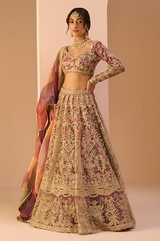 LASHKARAA Zari Thread Work Lehenga Set 