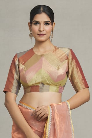 Pranay Baidya Brocade Stripe Pattern Blouse 