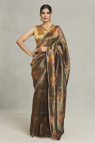 Pranay Baidya Botanical Print Saree 