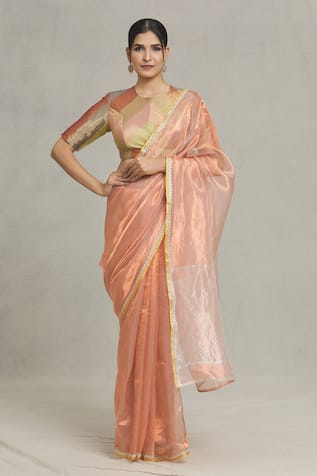 Pranay Baidya Stripe Placement Woven Saree 