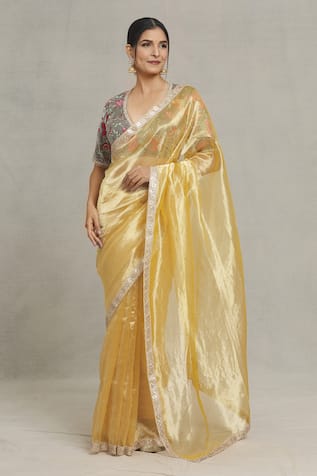 Pranay Baidya Sequin Embellished Bordered Saree 