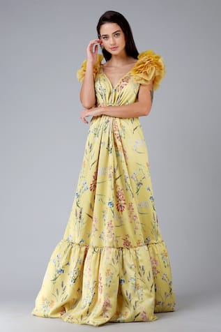 Geisha Designs Esther Wildflower Print Gown 