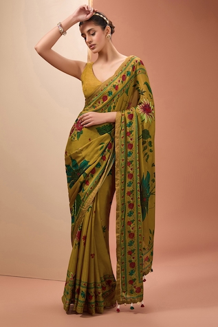 Neha Khullar Floral Print Saree With Blouse