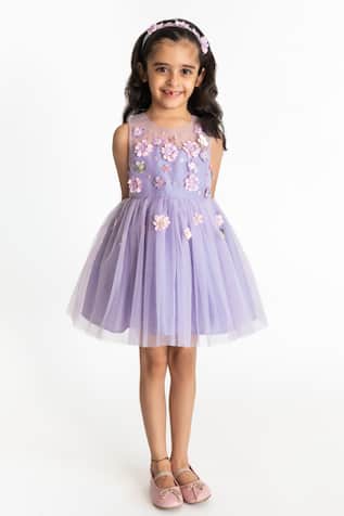 Floral Applique Embroidered Flared Dress 