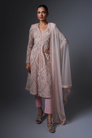 Ritika Mirchandani Firuzeh Cutwork Embroidered A Line Kurta Pant Set 